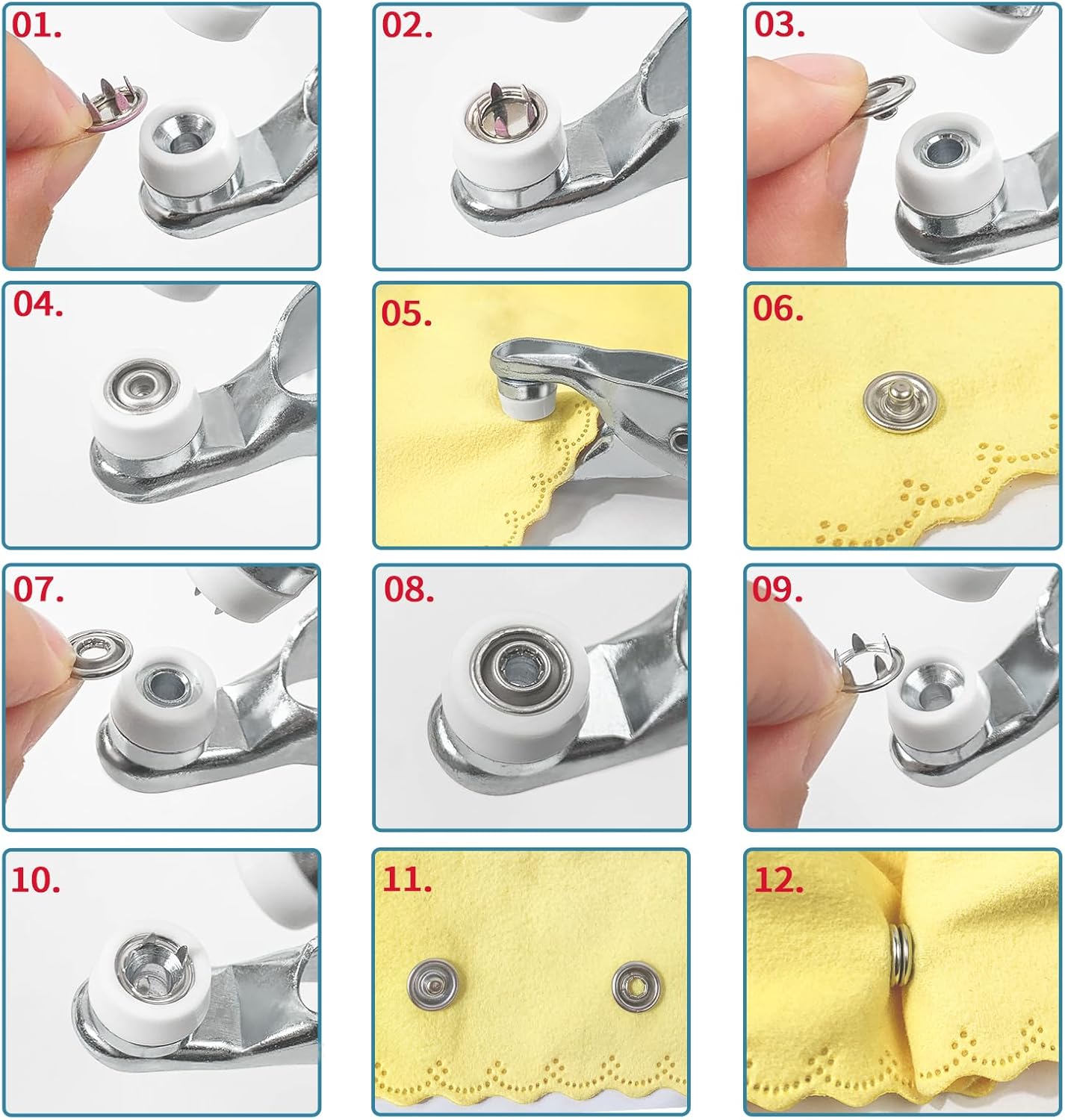 Metal Snaps Buttons with Fastener Pliers Press Tool Kit
