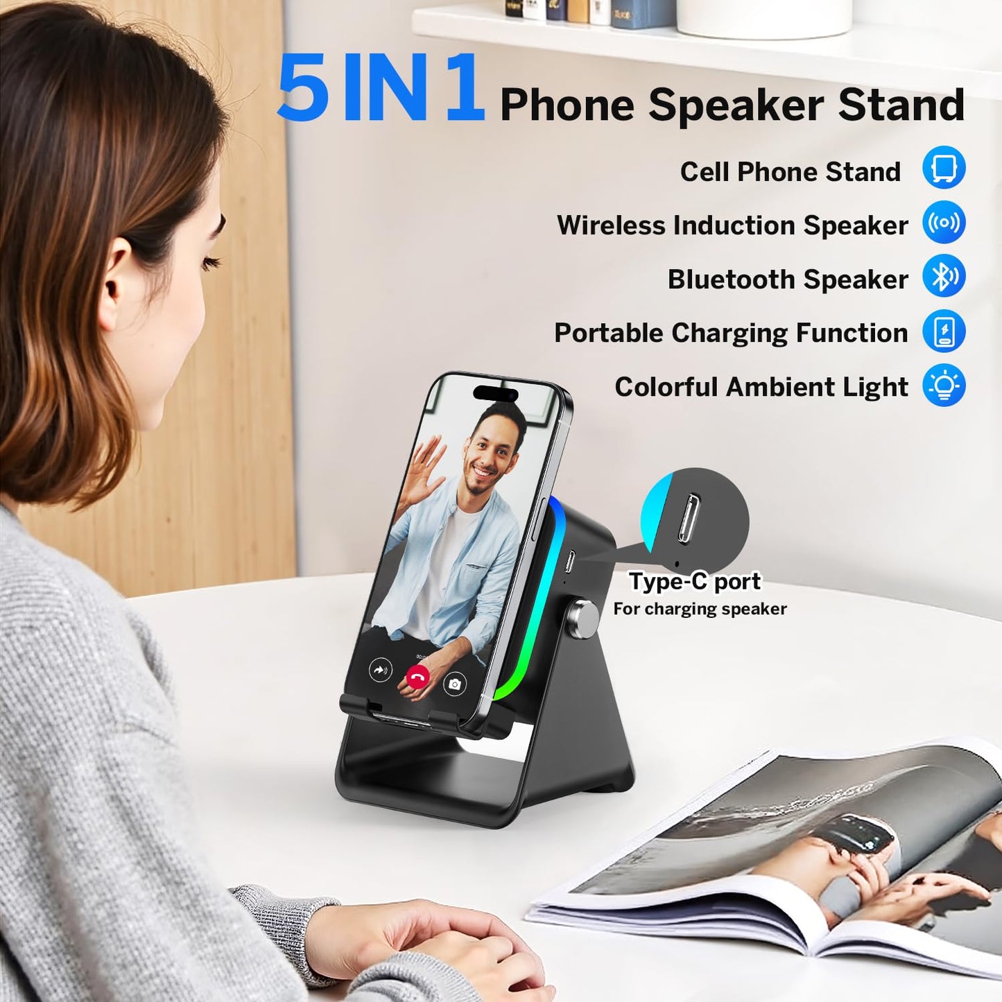 5-in-1 Wireless Induction Audio & Bluetooth Speaker