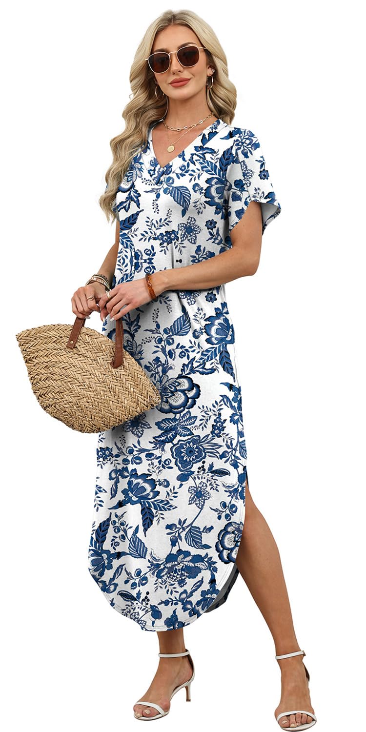 V Neck Slit Casual Beach Dress