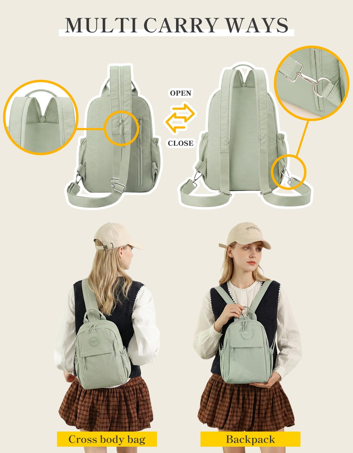 Mini Lightweight Nylon Women Backpacks