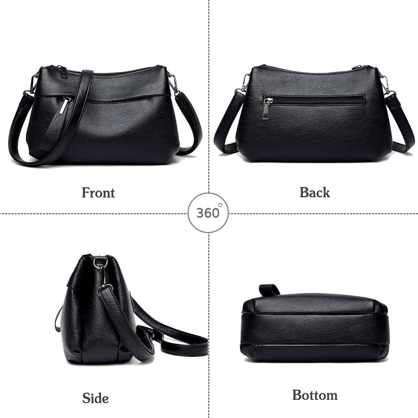 PU Leather Multi-Pocket Crossbody Bag