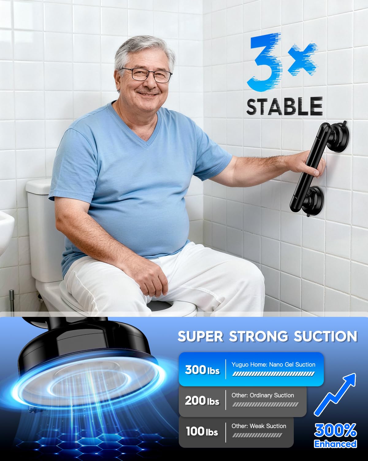 No Drilling Heavy Duty Suction Grab Bars