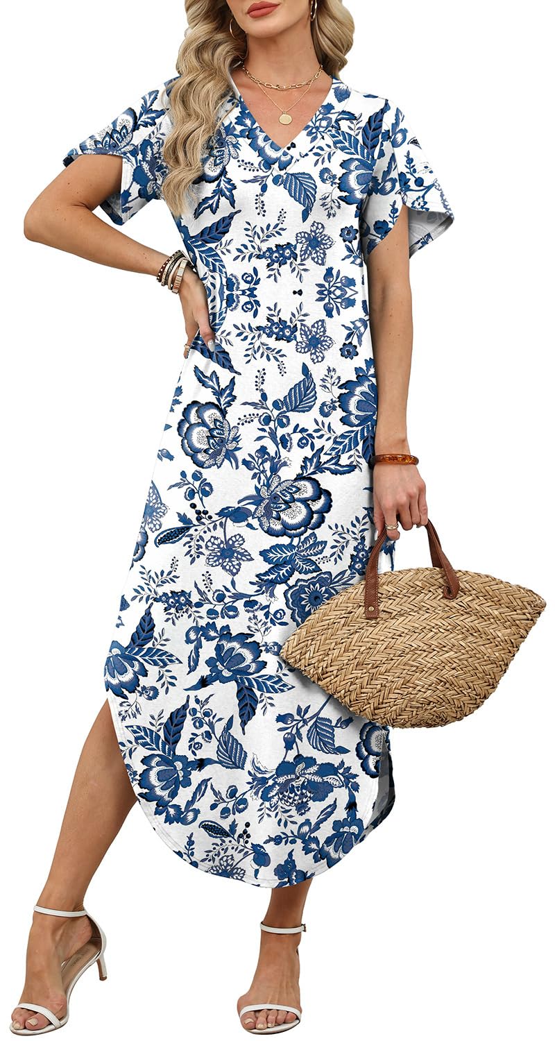 V Neck Slit Casual Beach Dress
