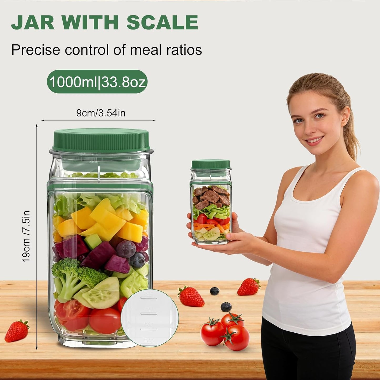 Salad Jar with Side Opening & Dressing Cup