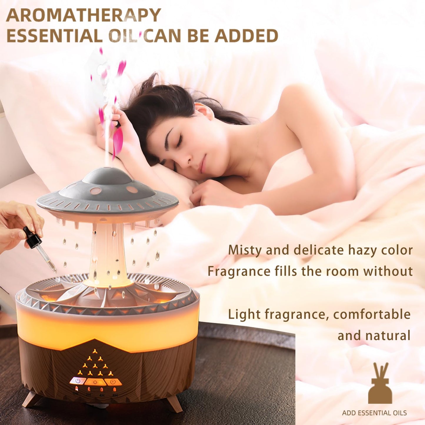 Raindrop Humidifiers for Bedroom -Essential Oil Diffuser