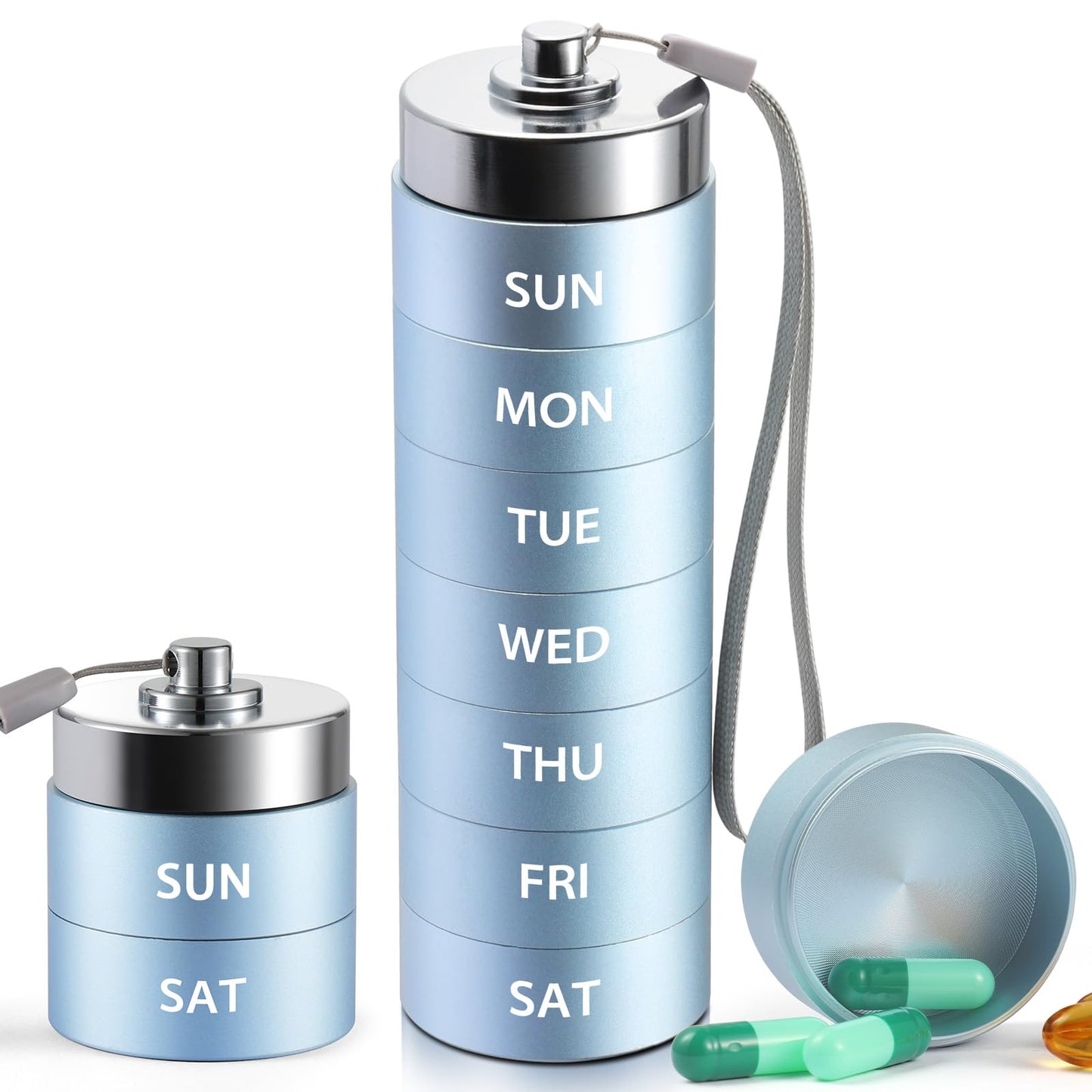 Metal Travel Large Weekly Pill Organizer