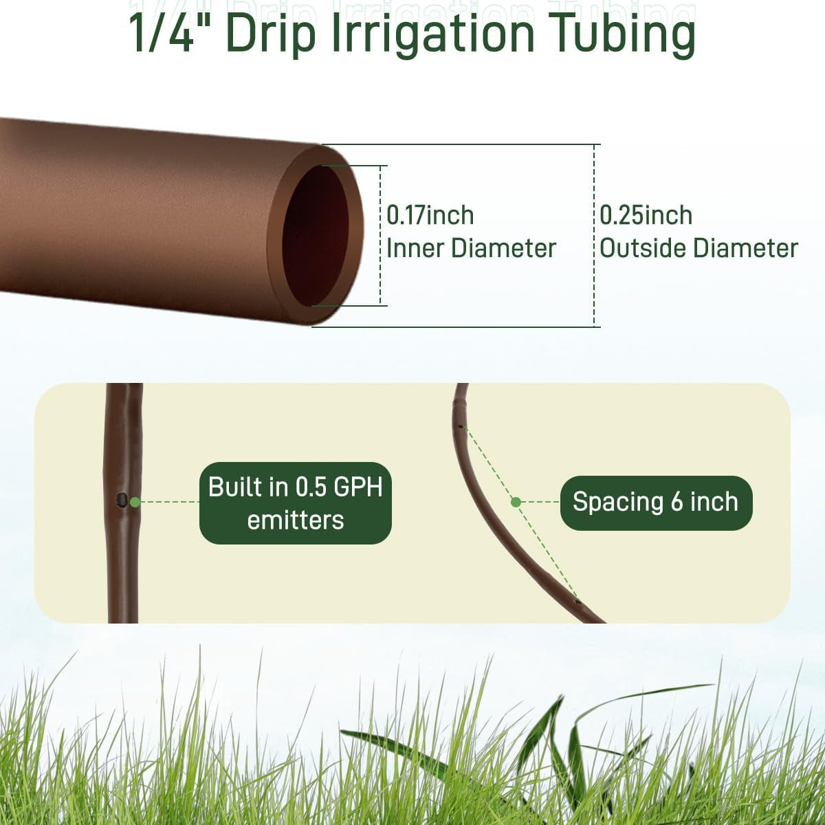1/4" Drip Irrigation Tubing for Vegetation, Window Boxes and Garden