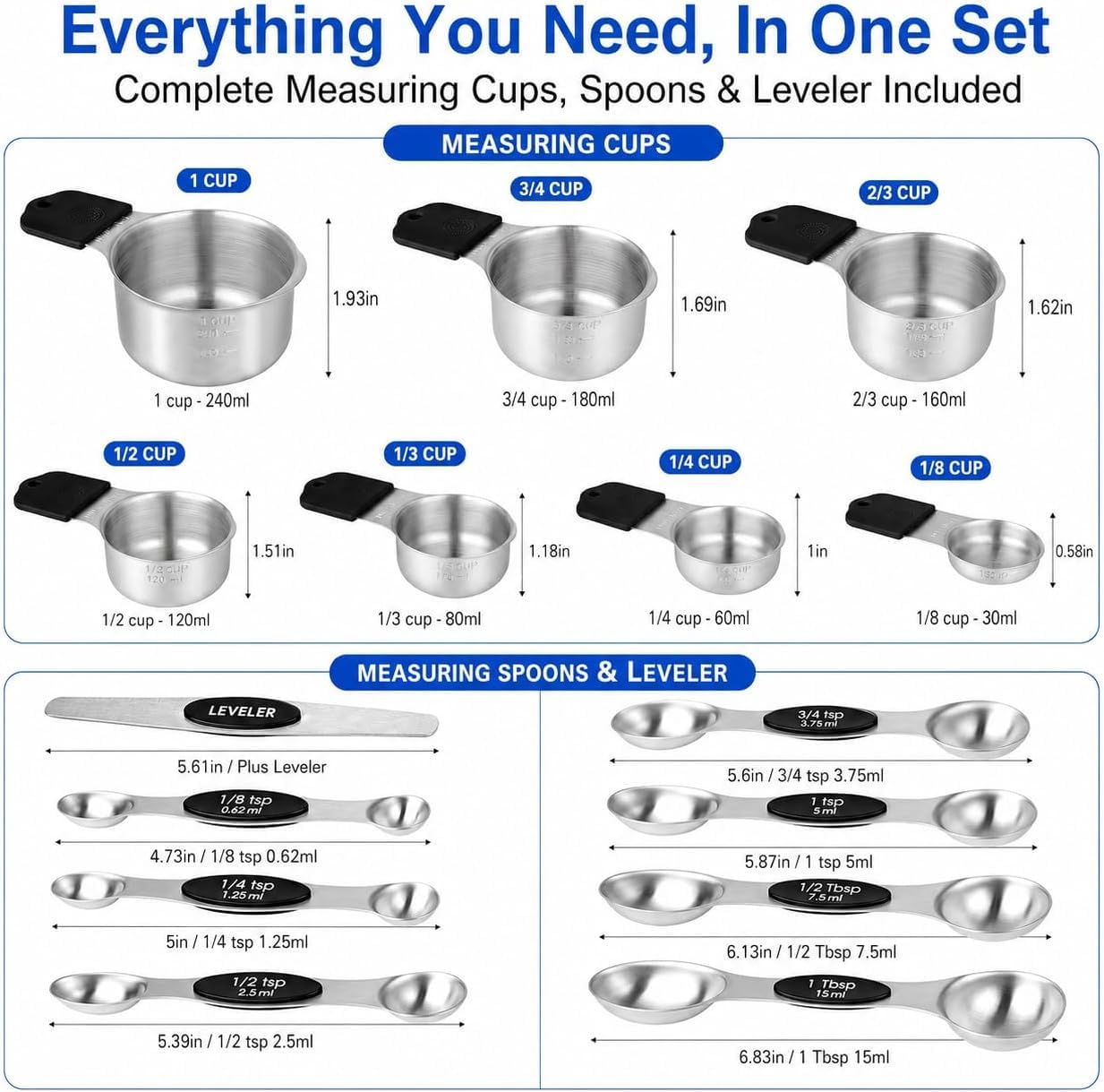 Magnetic Measuring Cups & Spoons Set