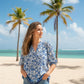 Boho Floral Button Down V Neck Blouses Shirts