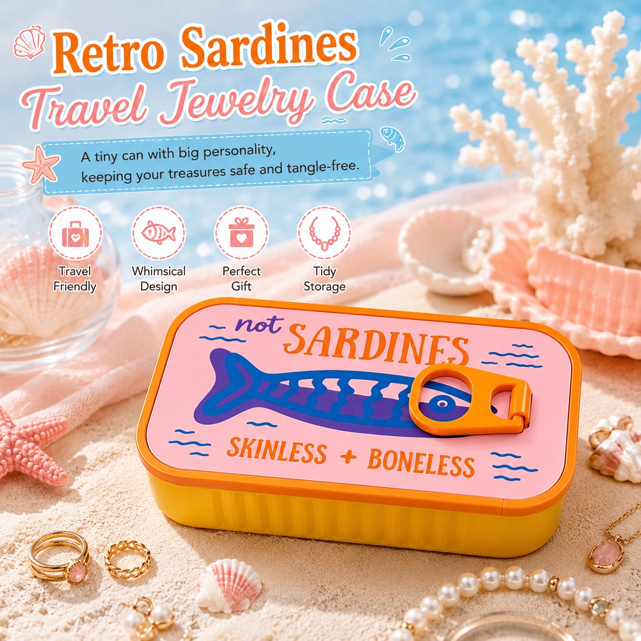 Vintage Sardine Jewelry Box Organizer