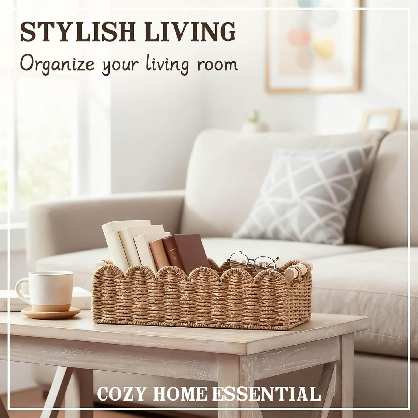 2 Pack Handmade Storage Basket with Handle