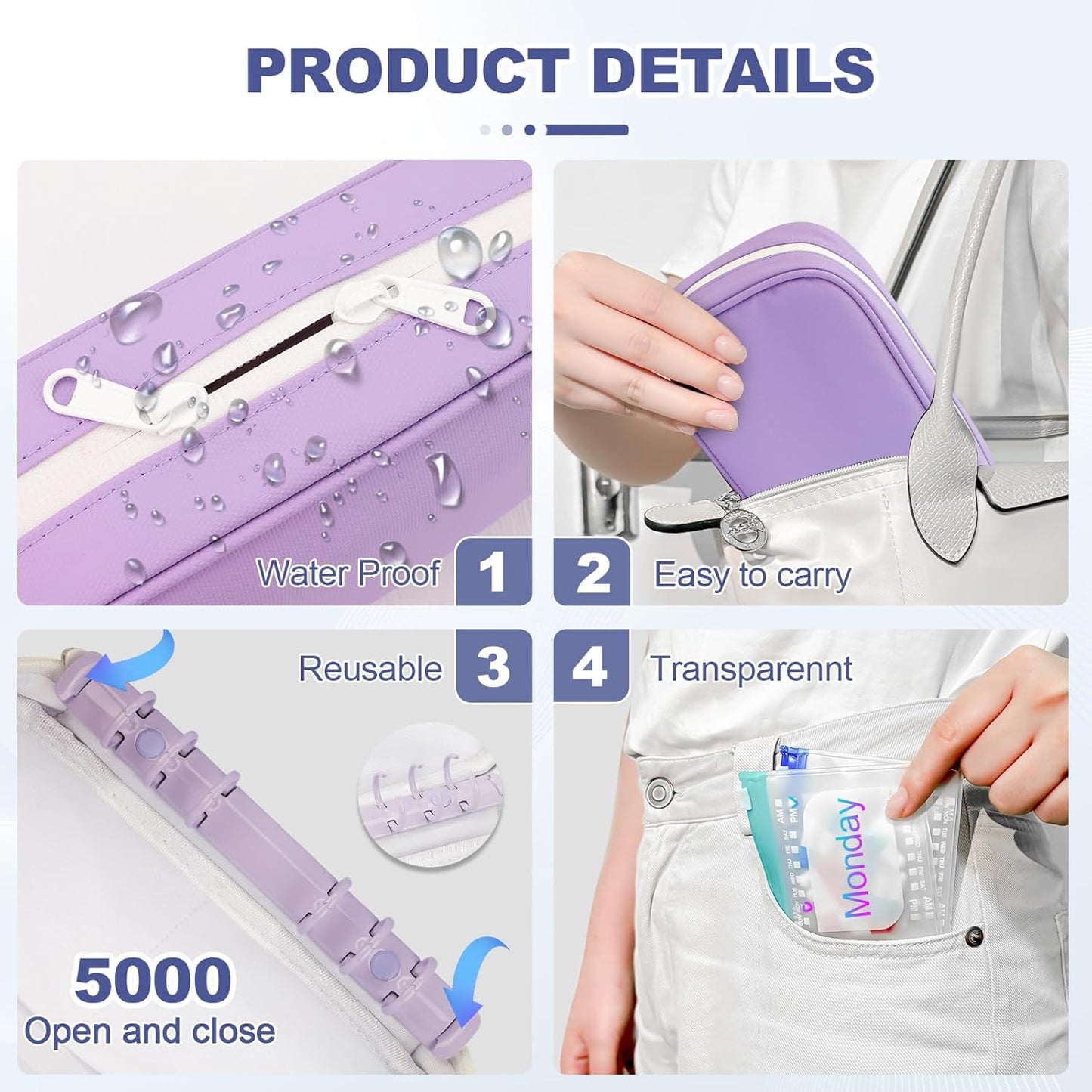 Waterproof Weekly Pill Organizer Pouch Set