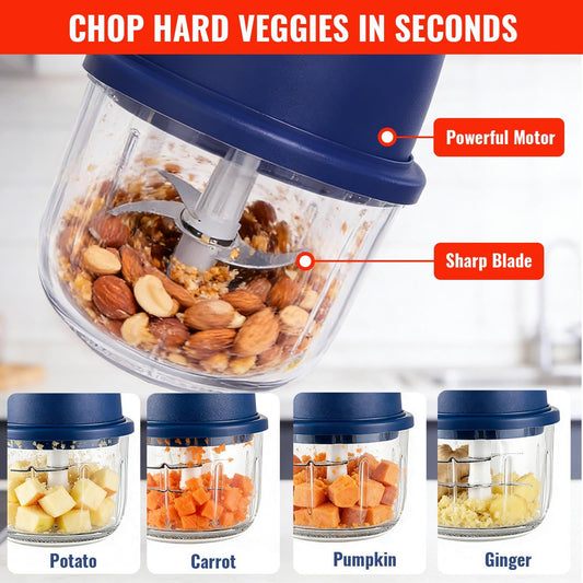 Mini Electric Garlic Food Processor & Vegetable Chopper
