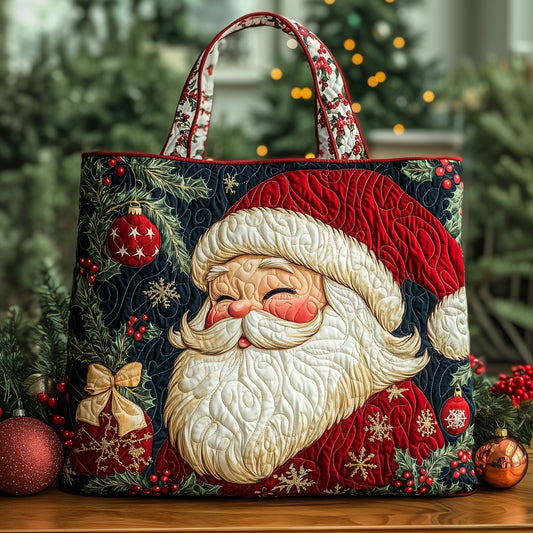 Santa Holiday Cheer Handmade Tote Bag