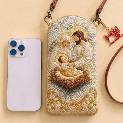Holy Family Nativity Quilted Slim Phone Crossbody Bag