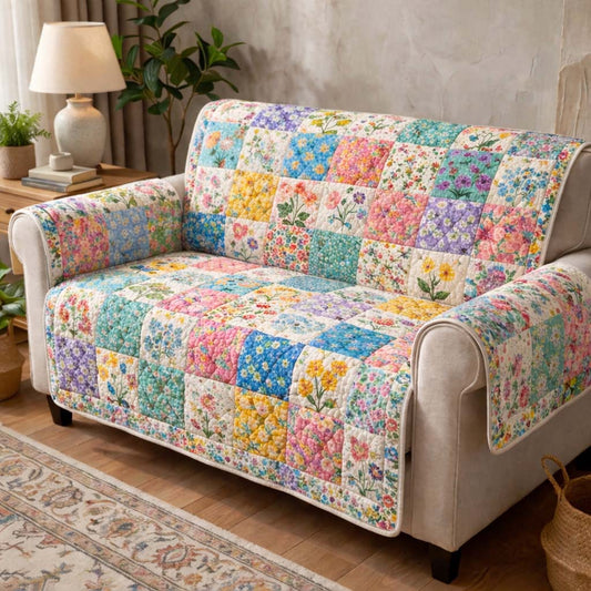 Wildflower Meadow Quilted Sofa Cover