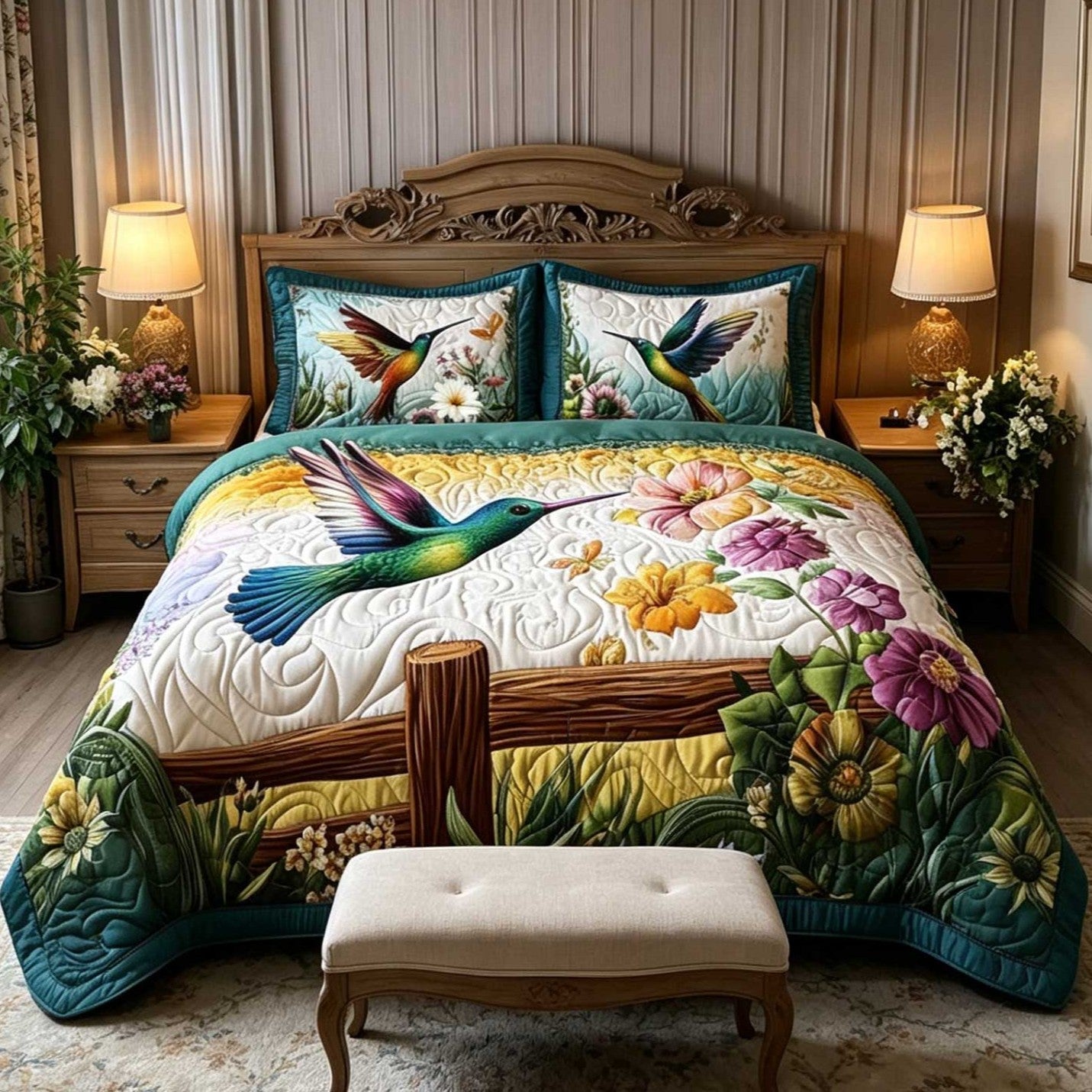 Morning Flutter Quilted Bedding Set