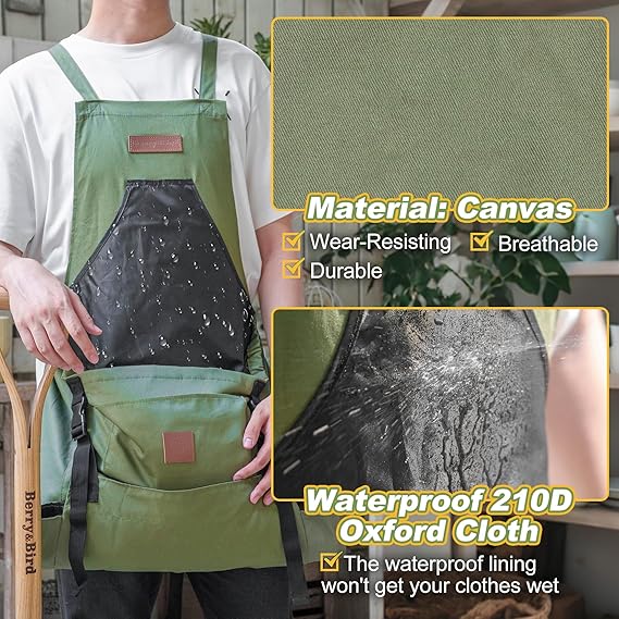 Gardening Apron with Pockets -Instant-Release Harvest System
