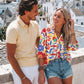 Boho Floral Button Down V Neck Blouses Shirts
