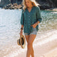 Boho Floral Button Down V Neck Blouses Shirts