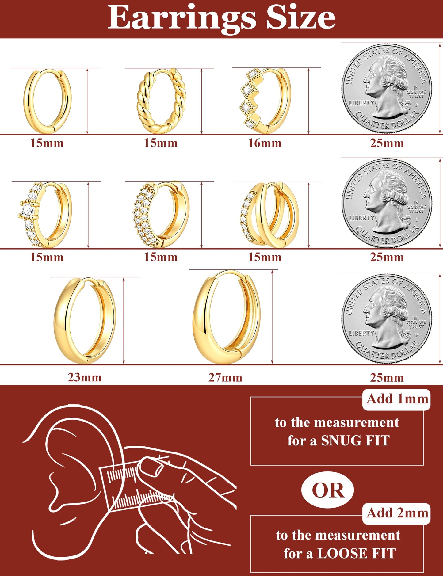 8 Pairs Gold Hoop Earrings Set for Women