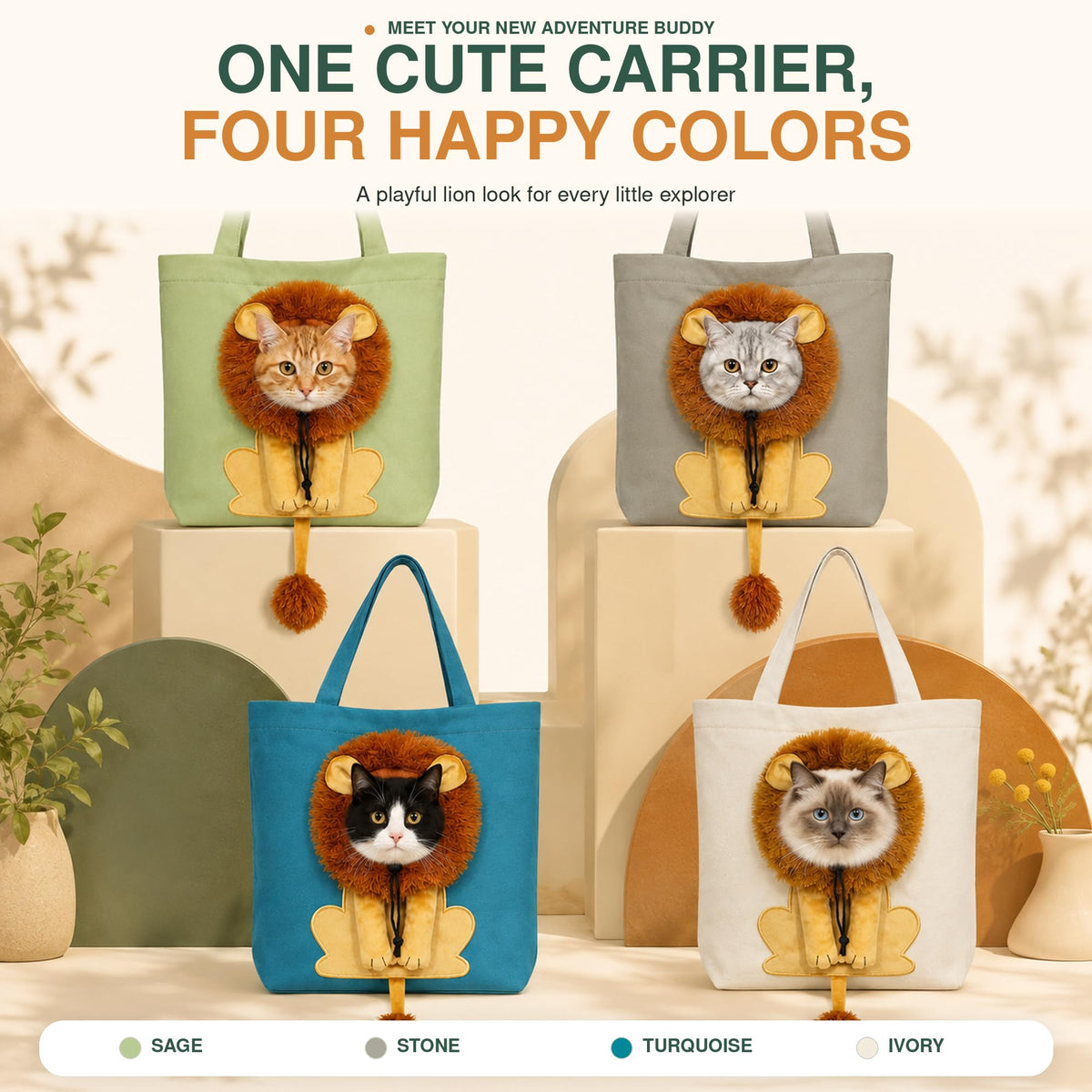 Lion Costume Portable Pet Canvas Carrier Shoulder Bag