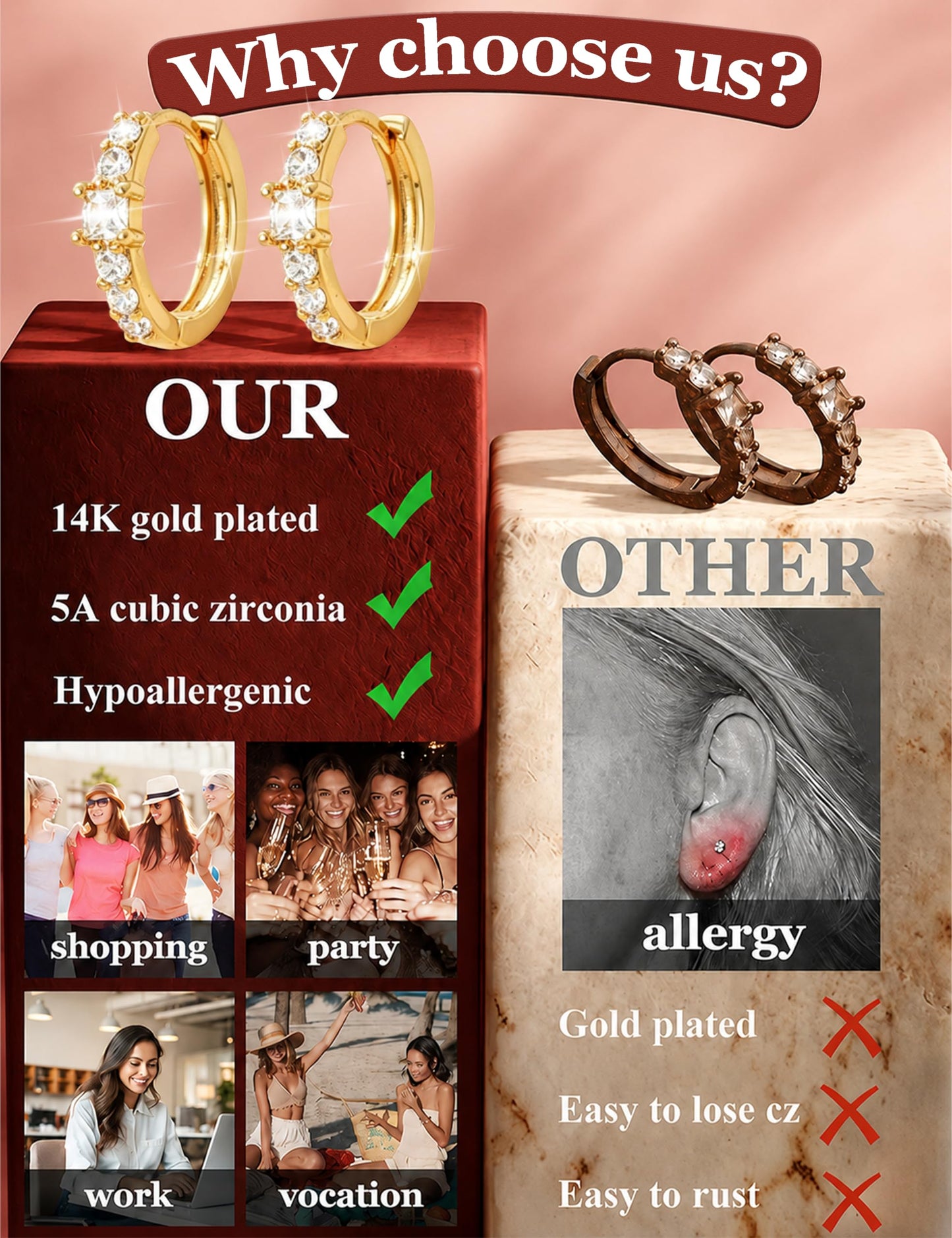 8 Pairs Gold Hoop Earrings Set for Women