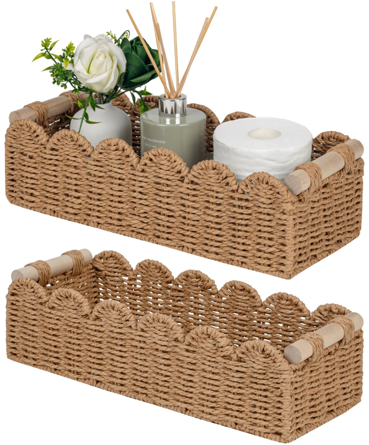 2 Pack Handmade Storage Basket with Handle