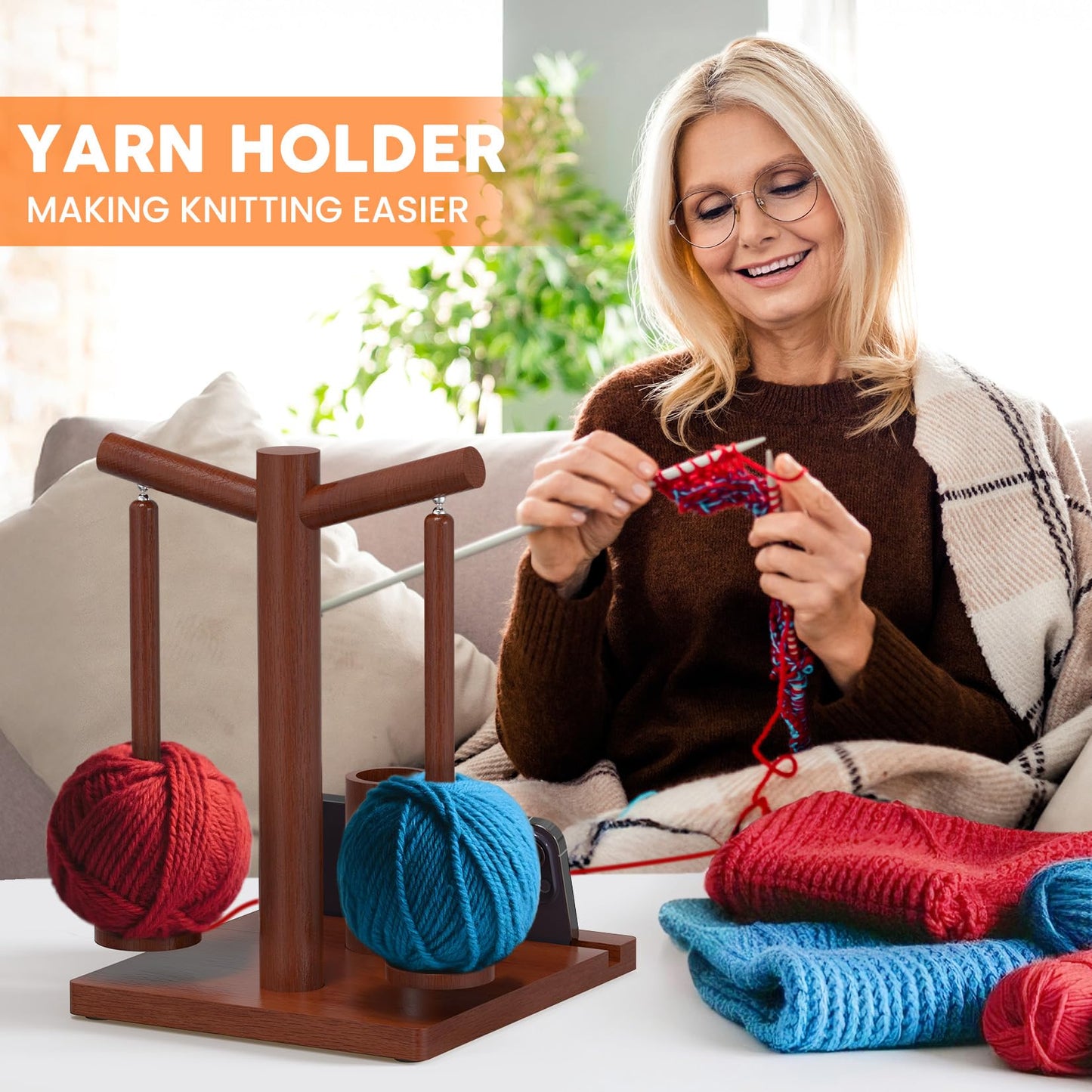 HangerSpace Wooden Yarn Holder for Crocheting and Knitting