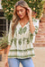 Boho Floral Button Down V Neck Blouses Shirts
