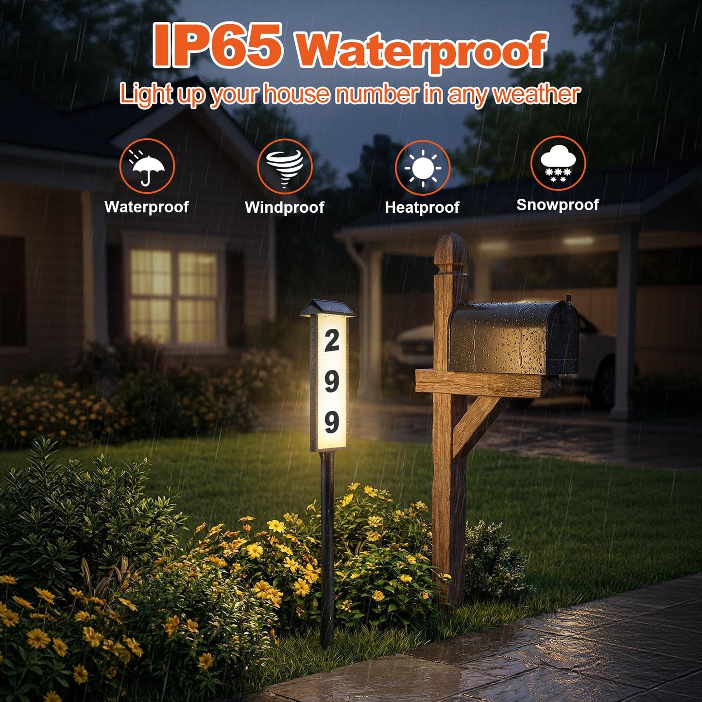 Solar Number for Outside Waterproof Home Address Sign