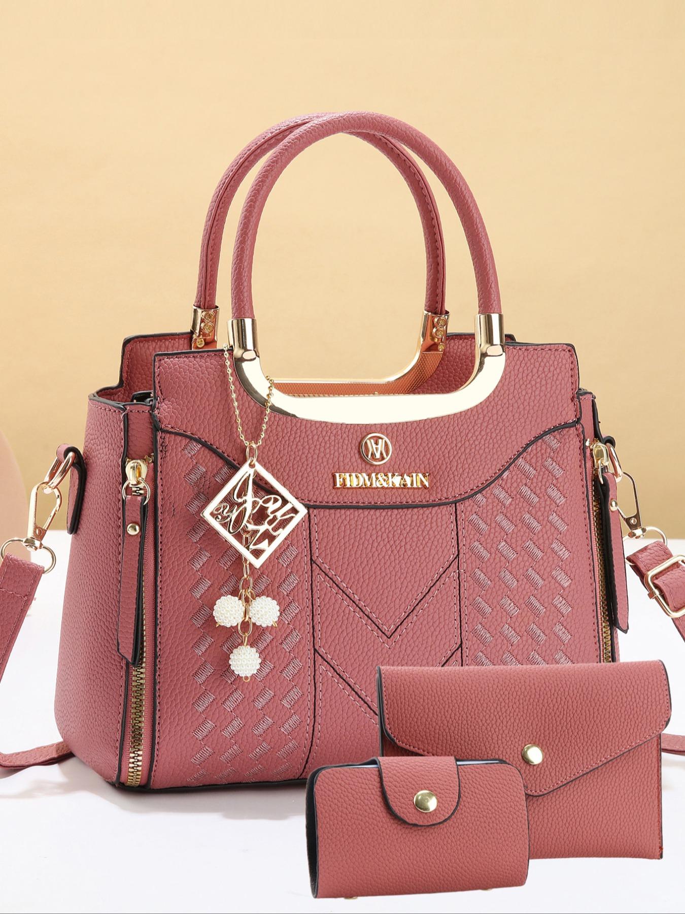 3 PCS Women's Elegant Embroidered Pattern Tote Bag