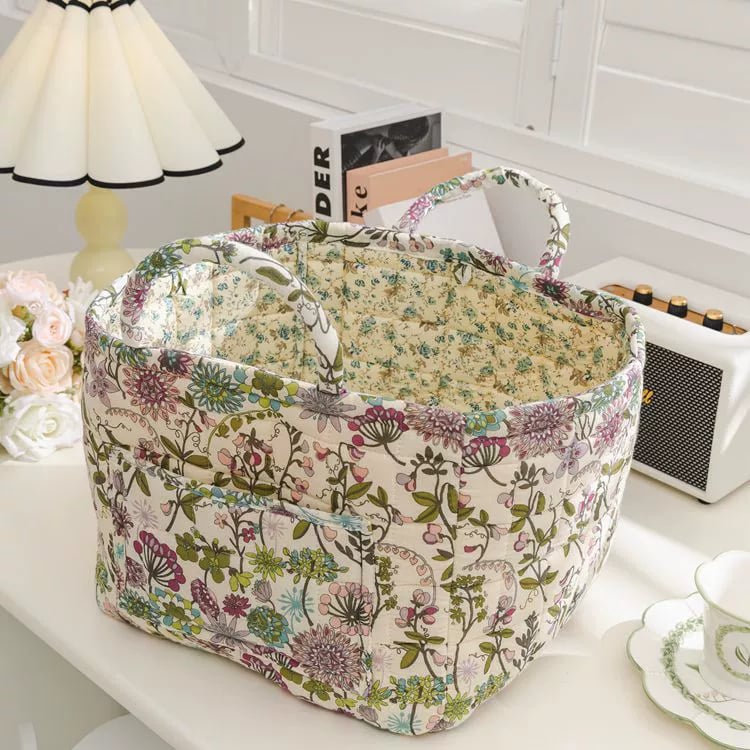 Large Capacity Floral Interior Storage Basket