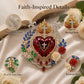 Sacred Heart Floral Gemstone Brooch | Vintage Palace-Inspired Statement Pin