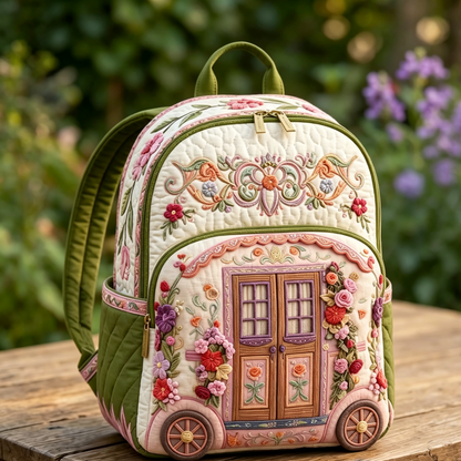 Vintage Camper Floral Quilted Backpack