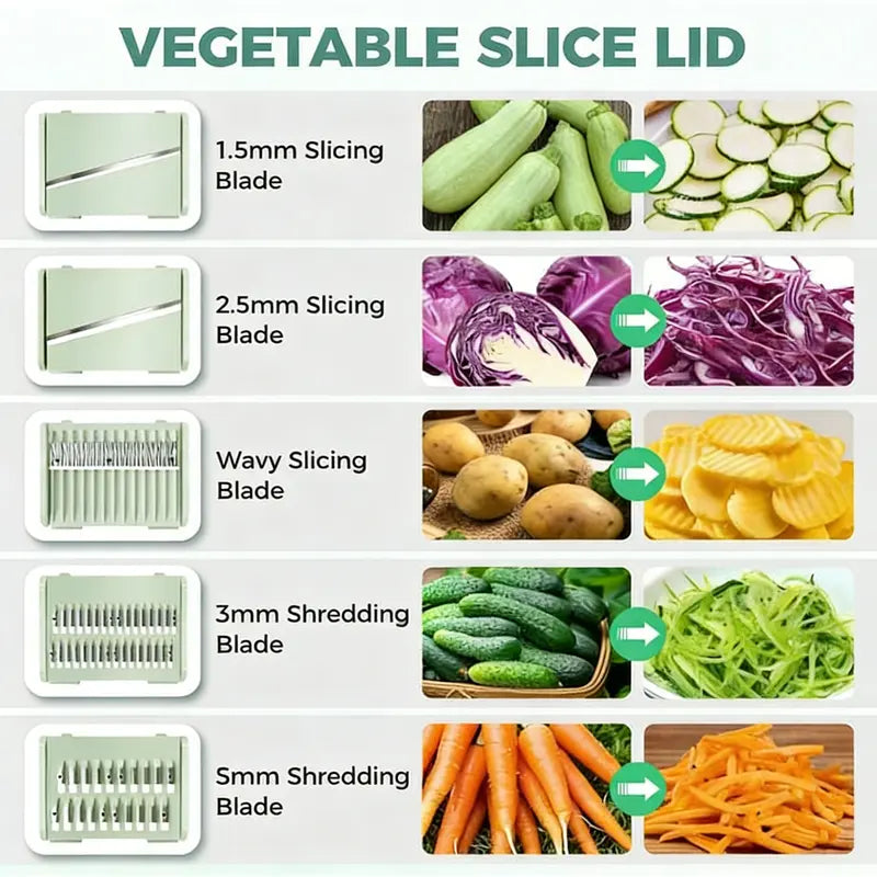 🔥9-in-1 Multifunctional Large Capacity Salad Spinner & Slicer