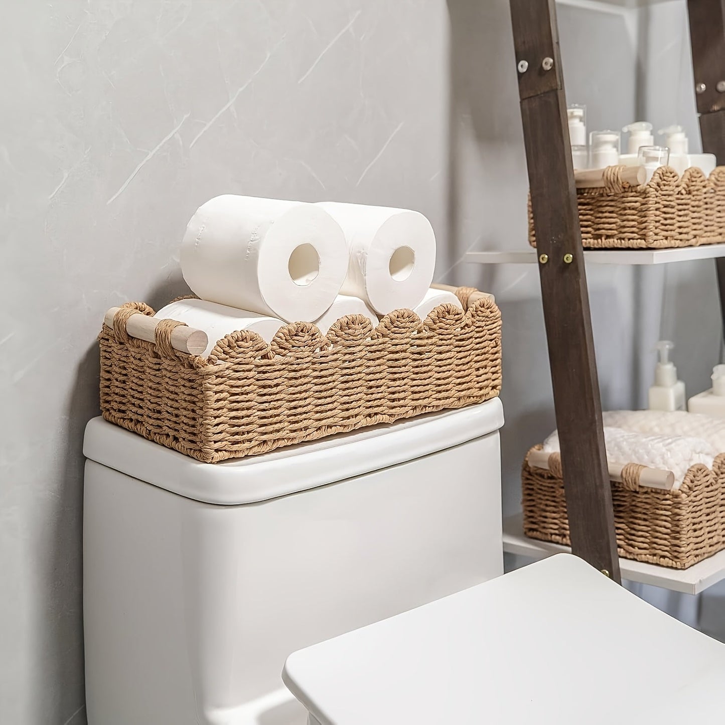2 Pack Handmade Storage Basket with Handle