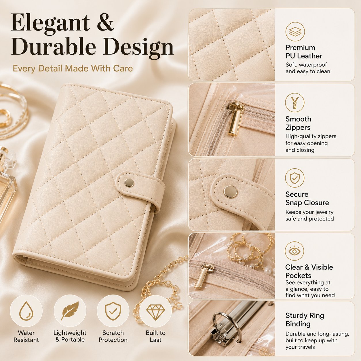 PU Leather Travel Jewelry Organizer Book
