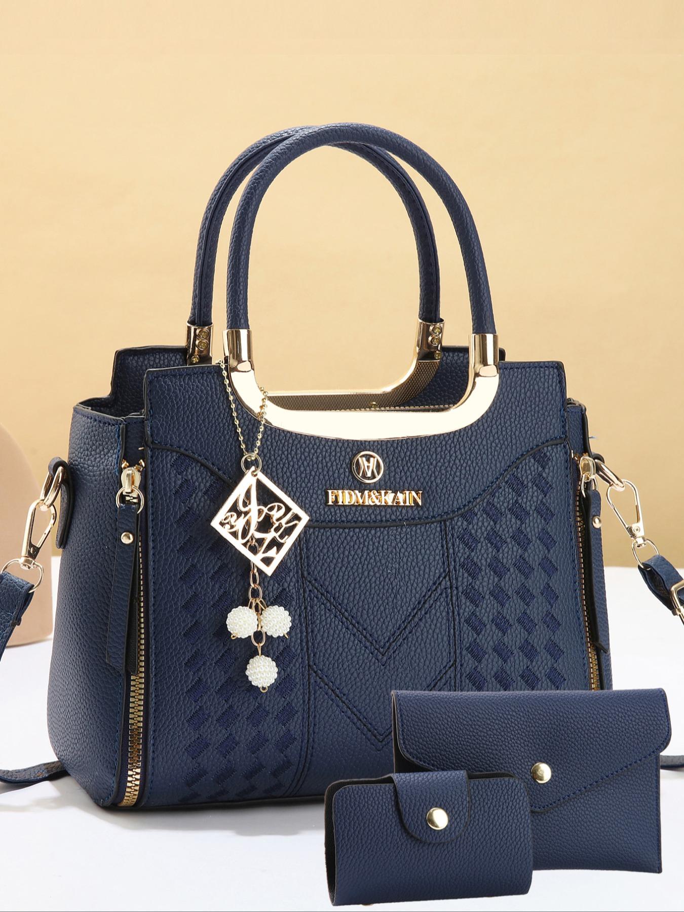 3 PCS Women's Elegant Embroidered Pattern Tote Bag