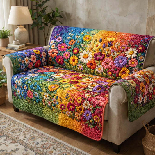 Wildflower Meadow Quilted Sofa Cover