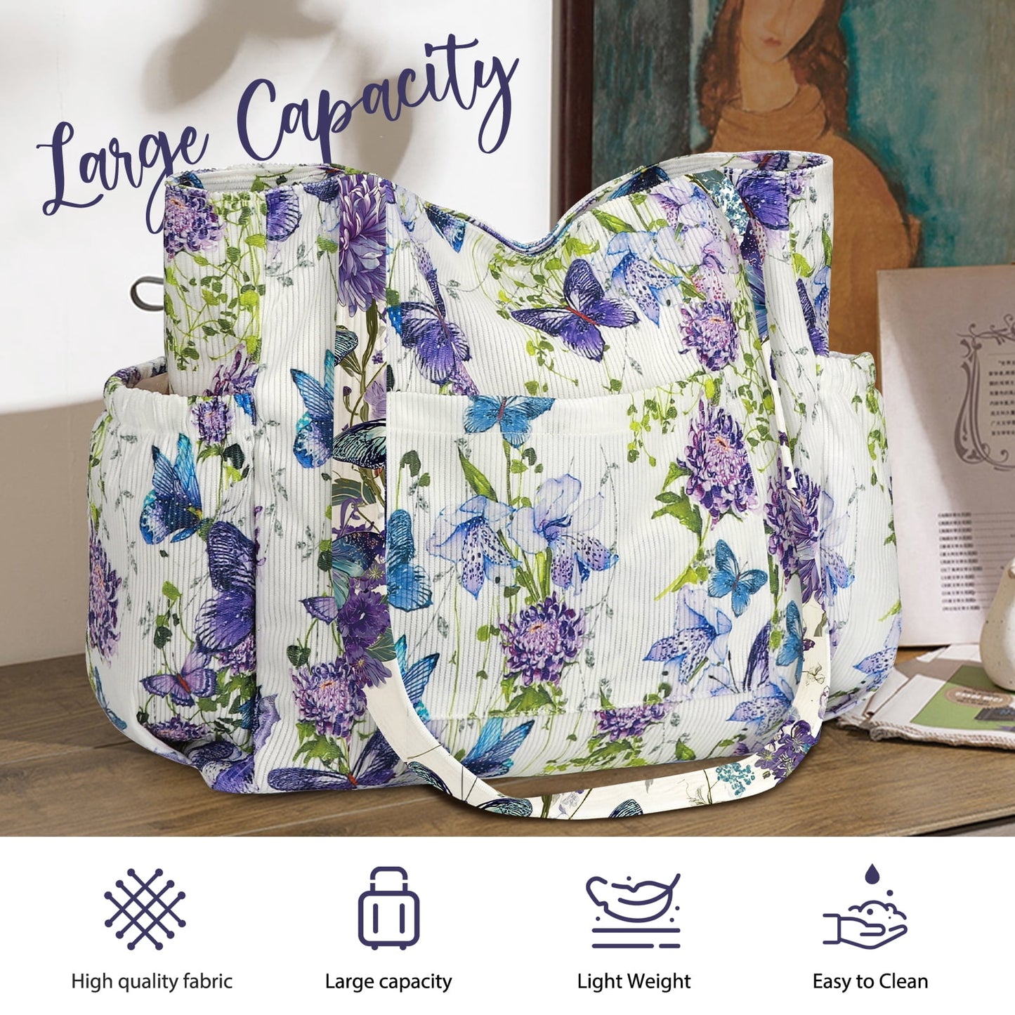 Large Multiple Pockets Corduroy Bag