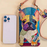 Colorful French Bulldog Quilted Slim Phone Crossbody Bag