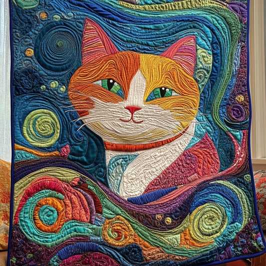 Abstract Kitty Quilted Blanket