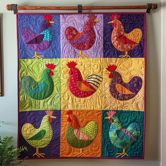 Adorable Hen House Quilted Blanket