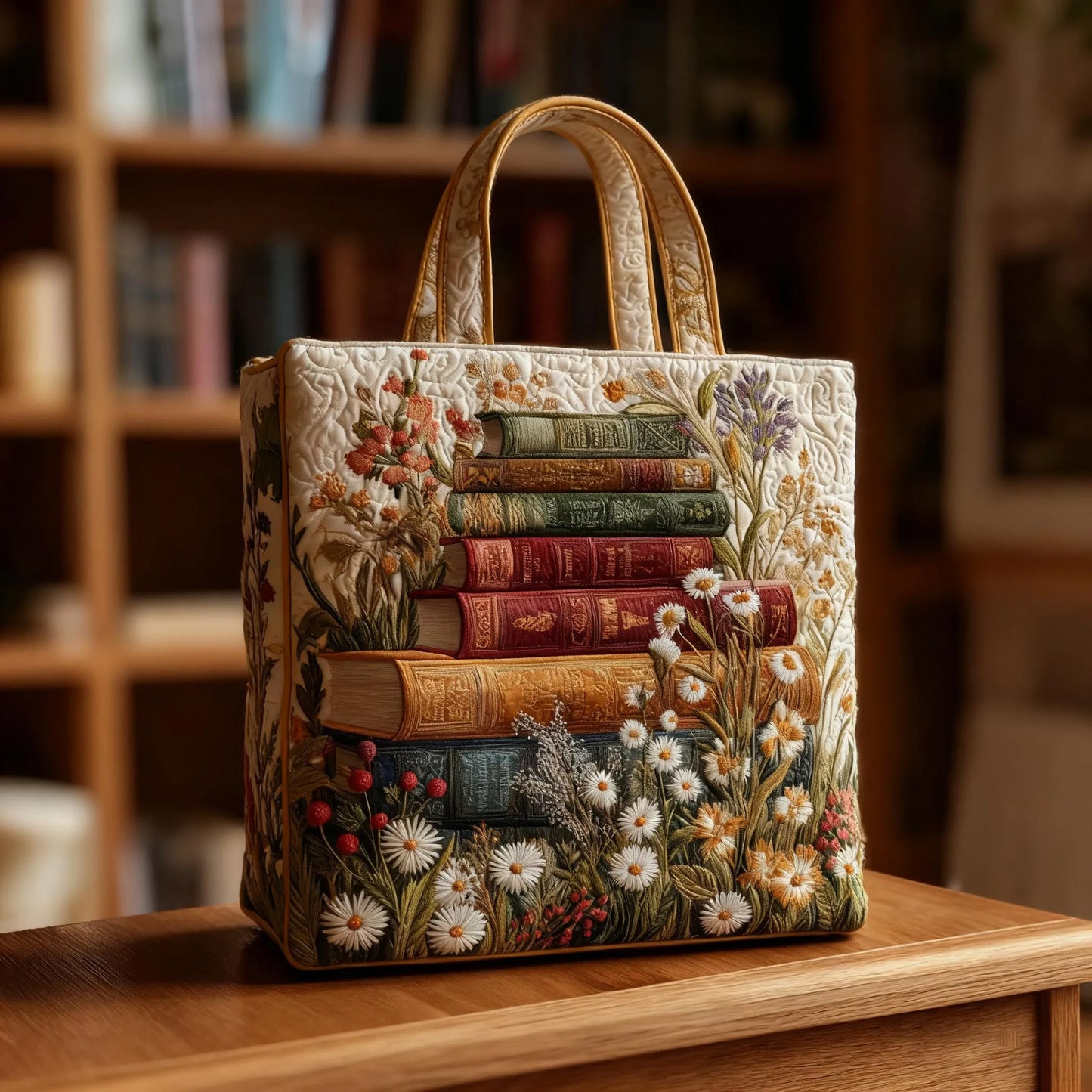 Artistic Book Scroll Floral Handmade Tote Bag
