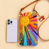 Vibrant Sunburst Fabric Quilted Slim Phone Crossbody Bag