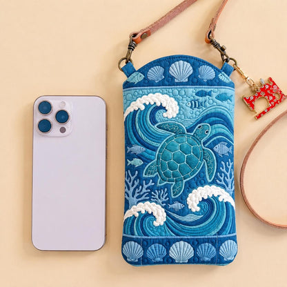 The Coastal Turtle Quilted Slim Phone Crossbody Bag