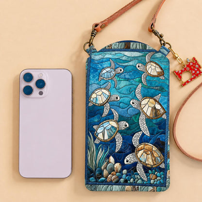 Sea Turtle Quilted Slim Phone Crossbody Bag