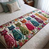 Colorful Cats Quilted Bed Runner