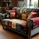 Colorful Paw Quilted Sofa Cover